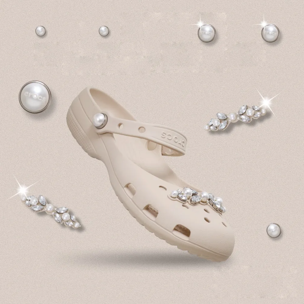【Crocs】女鞋 經典珍珠芭蕾鞋 洞洞鞋 冰凍米色(213990-2MC)