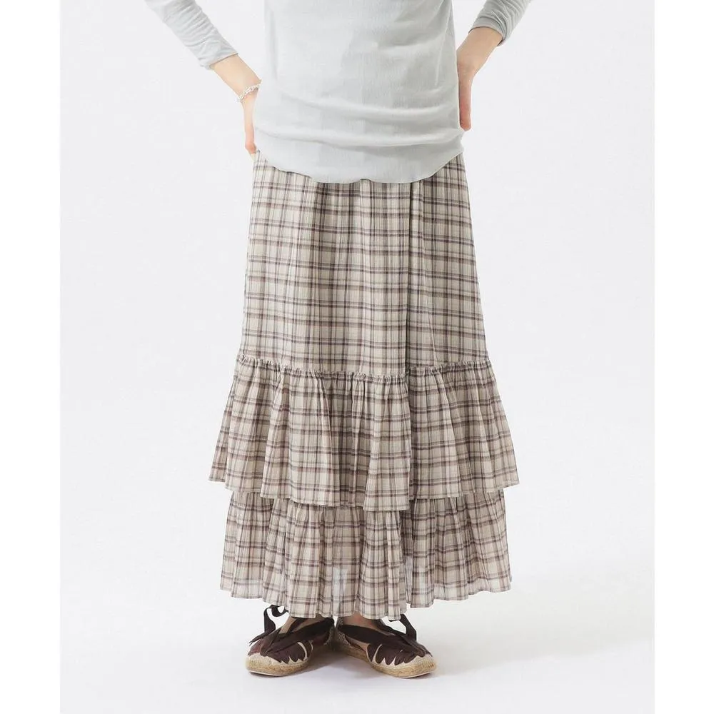【BEAMS】官方旗艦館 BEAMS BOY / 女裝 格紋 層次 長裙