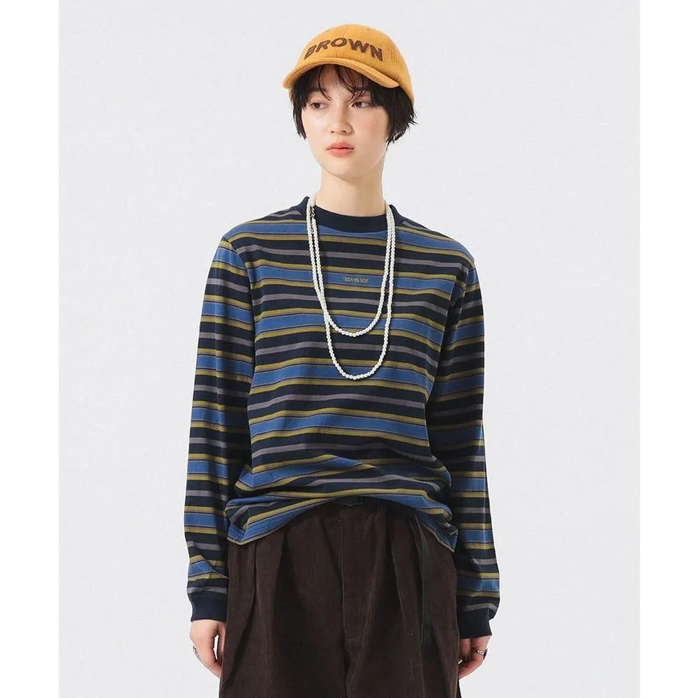 【BEAMS】官方旗艦館 BEAMS BOY / 女裝 刺繡 橫條紋 長袖 T恤