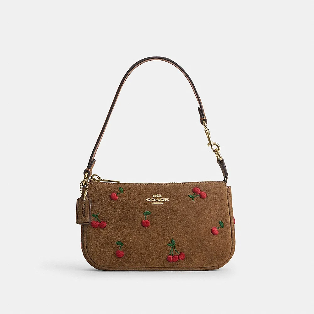【COACH】蔻馳官方直營 NOLITA 19 櫻桃刺繡手袋 單肩包 手拿包-IM/混合雪松木色(CFU90)