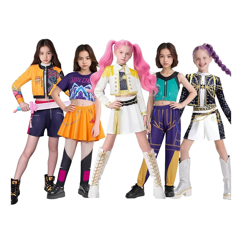 【Kori Deer 可莉鹿】萬聖節女童K-POP獵魔女團街舞造型服(魯米拉佐依打歌服/兒童變裝/幼稚園舞台表演服)