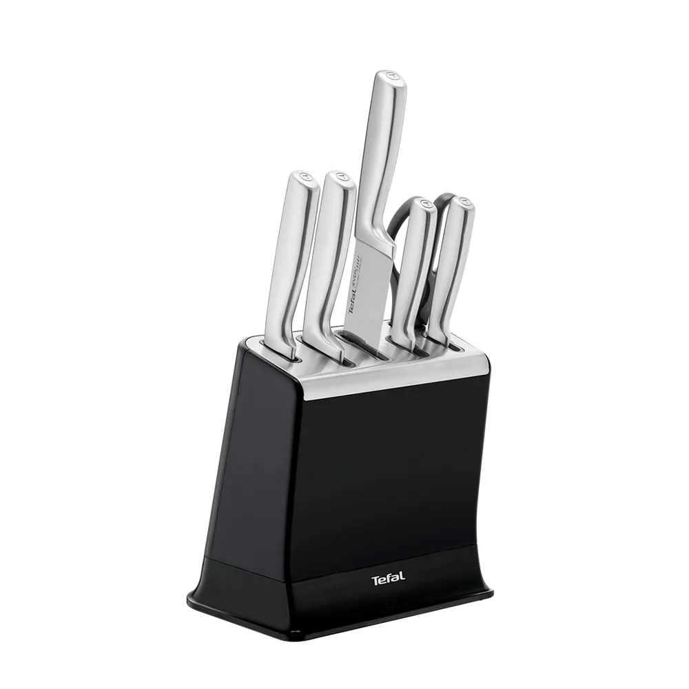 【Tefal 特福】Eversharp pro回鋒刀不鏽鋼刀具六件組/含自動磨刀座(募資破300萬)