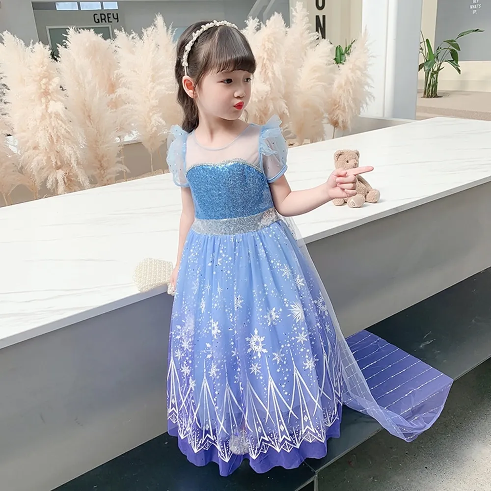 【橘魔法】冰雪花公主漸層亮片公主服 大童 女童 兒童 童裝 造型服 萬聖節服裝 冰雪奇緣 艾莎公主 Elsa 禮服