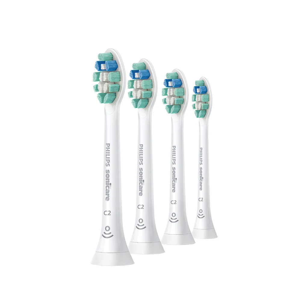【Philips 飛利浦】HX9024 Sonicare C2智能牙菌斑清除刷頭4入組-白(牙菌斑清潔/原廠正品/官方直營)