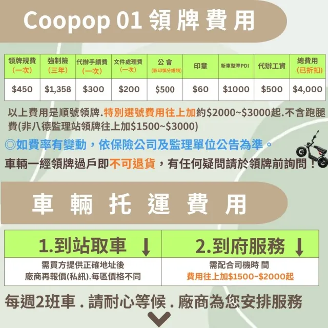 【AEON 宏佳騰】現車 公司車 Coopop 01 微電車 短程通勤(輕量/靈活/通勤/學生/上班族/普洛吉村重機)