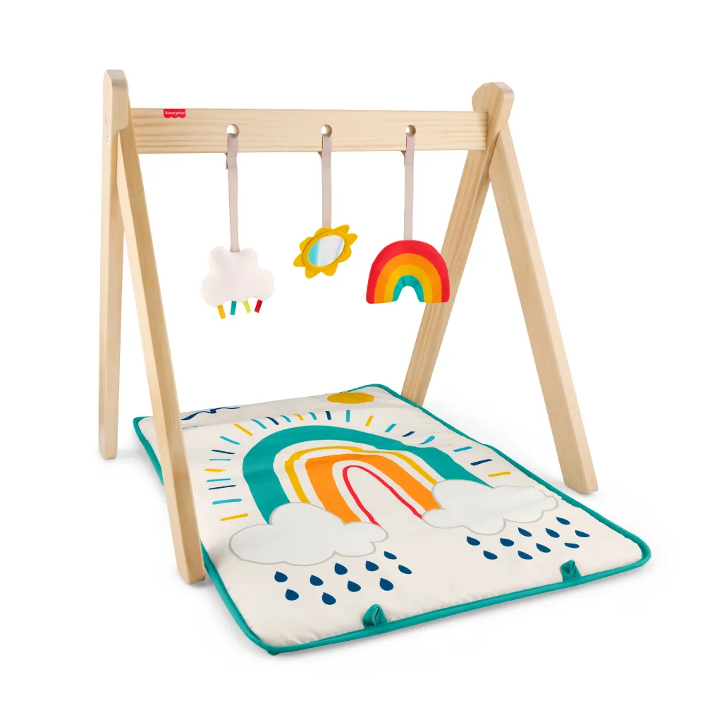 【Fisher price 費雪】木製彩虹寶寶健身器(寶寶安撫/嬰兒玩具/彌月禮/新生兒)