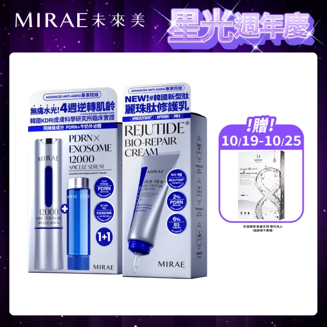 【MIRAE 未來美】專業院線韓國PDRN+牛奶外泌體新生精華+韓國PDRN麗珠肽修護新生乳