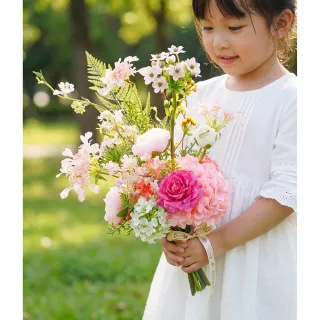 【HUGO DECO 榆果傢飾】花間誓約粉色漫舞擬真捧花 公證花束 婚禮攝影 (婚紗攝影/新娘捧花/花束/告白/求婚)