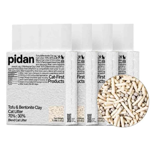 【pidan】經典 豆腐膨潤土 70%:30% 混合貓砂 2.4kg 4包組(豆腐砂、礦砂混合)