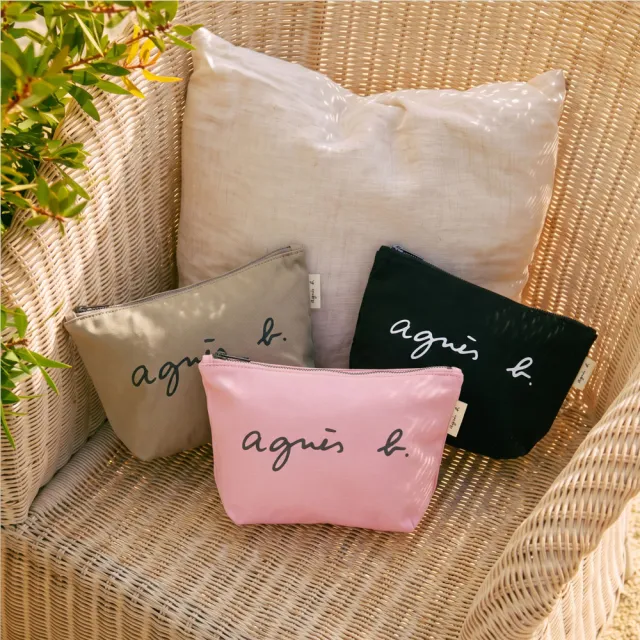 【agnes b.】Voyage logo 棉質化妝包收納袋(多色)