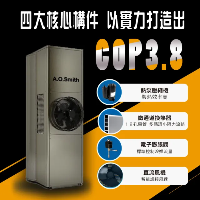 【A.O.Smith】AO史密斯 美國百年品牌CAHP-1.5DT-120超節能熱泵熱水器120加侖(豪宅專用 室內室外皆可安裝)