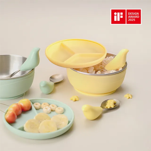 【CYD TERRA】PICABOO布咔寶學習餐具組 （寶寶餐具/不銹鋼叉匙/不鏽鋼碗）(任選兩色)