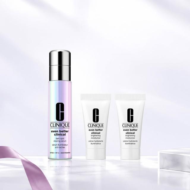 【CLINIQUE 倩碧】超激光淡斑精粹PRO入門組(淡斑精粹PRO 30ml+淡斑保濕輕乳霜5mlx2/美白淡斑/醫美後適用)