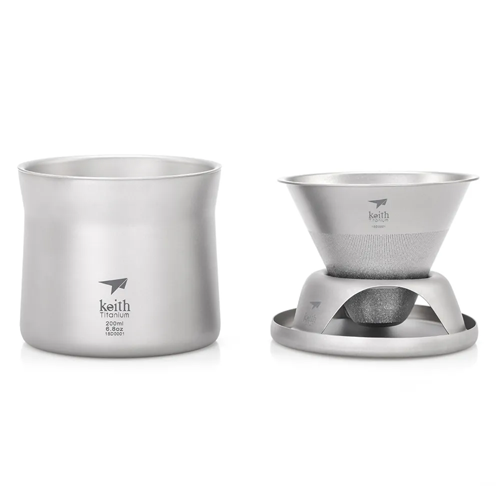 【Keith】鎧斯鈦濾掛泡茶咖啡鈦杯組 220ml / Ti3911(手沖咖啡組 鈦濾杯 沖泡濾杯套裝)