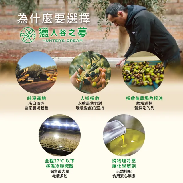 【Hunter’s Dream 獵人谷之夢】澳洲冷壓特級初榨橄欖油250mlx4入(原瓶進口/可生飲/日本OLIVE JAPAN金賞)