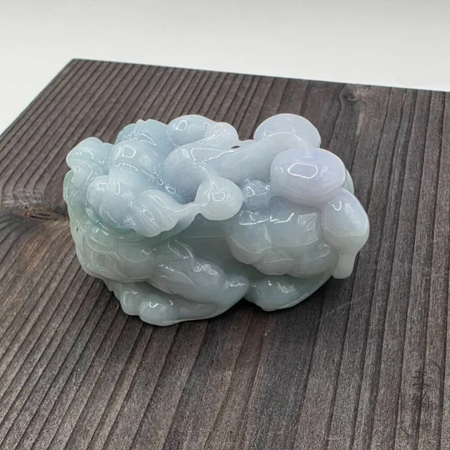 天然緬甸A貨翡翠 冰潤 春彩 如意 貔貅 精雕 擺件 手把件