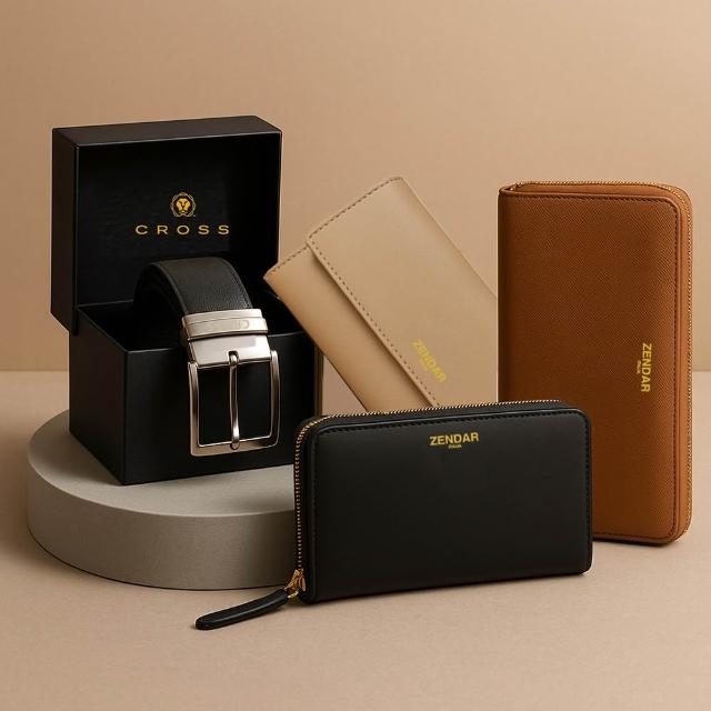 【ZENDAR】限量1折 頂級小牛皮小羊皮長夾/珠寶飾品 全新專櫃展示品(送禮盒提袋)