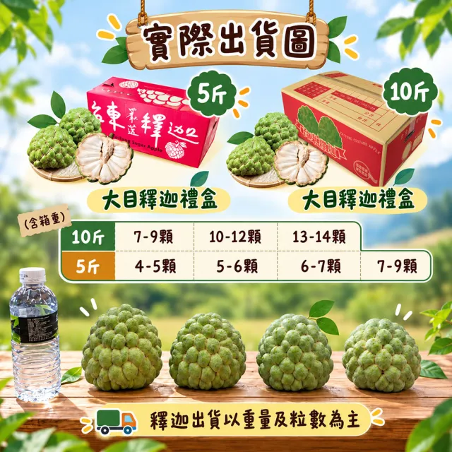 【初品果】台東太麻里大目釋迦禮盒含箱5斤6-7顆x2盒(送禮/禮盒/水果禮盒)