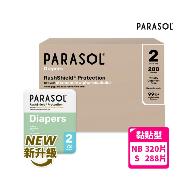 【PARASOL】總代理｜Clear+Dry® 新科技水凝尿布/黏貼型 NB-S(4包/箱)