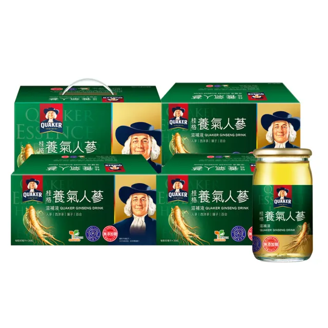 【QUAKER 桂格】無糖養氣人蔘 60mlx36入x3盒+19入x1盒(共127入)