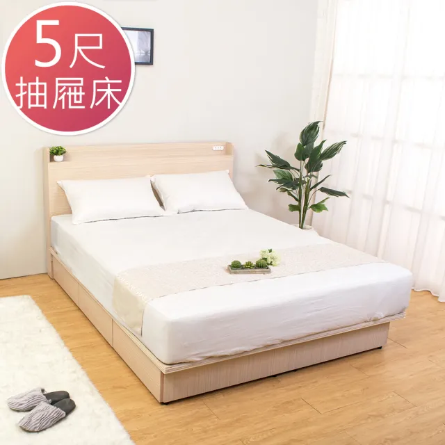 【BODEN】卡爾5尺雙人抽屜床組(兩色可選)