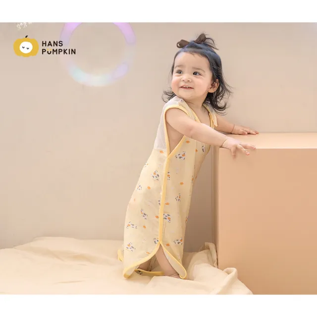 【Hans Pumpkin】夏季型大童超透氣二層紗防踢背心 5-8歲適用 衣長80cm(防踢被 防踢背心 兒童防踢被)