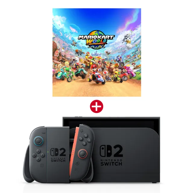 【Nintendo 任天堂】Switch 2 瑪利歐賽車世界 主機組+《NS2密特羅德 究極4 穿越未知》+《9H鋼化貼》