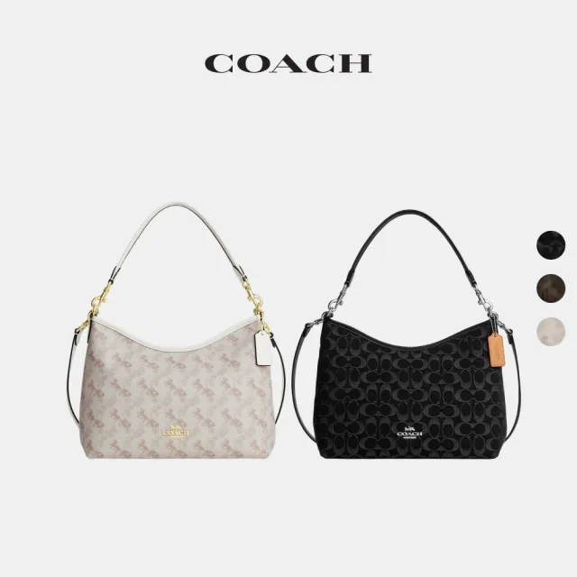 【COACH】蔻馳官方直營 LAUREL 馬車圖案印花/丹寧布單肩手袋 單肩包 肩背包-多色任選(CBL85/CER66)