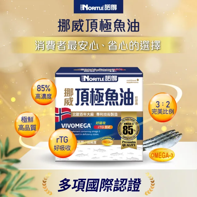 【諾得】挪威頂極魚油軟膠囊30粒x6盒(共180粒.rTG.OMEGA3.EPA.DHA.雙11)