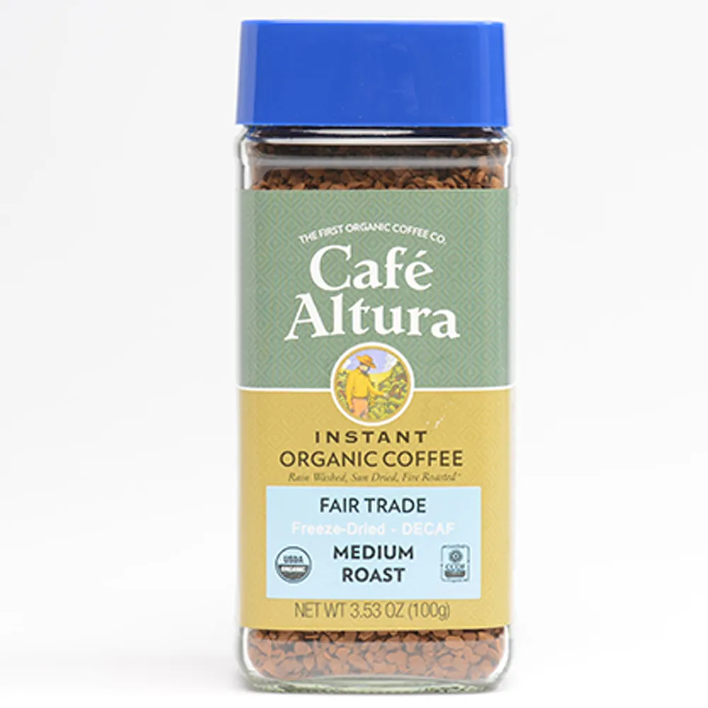 【CAFE ALTURA】有機冷凍乾燥低咖啡因即溶咖啡1罐(100g/罐;低咖啡因;帶有焦糖＆巧克力口感)