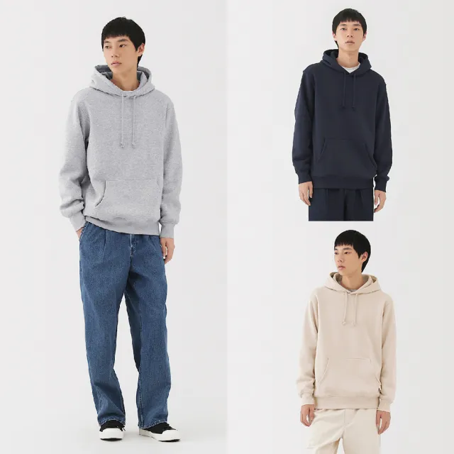 【MUJI 無印良品】男裏毛連帽上衣(灰色/墨灰/黑色/象牙白/深藍)