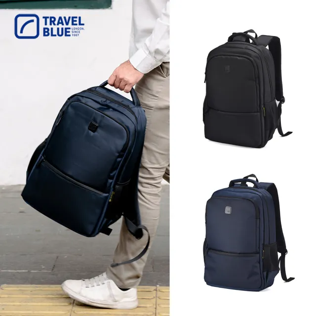 【Travel Blue 藍旅】菁英款 簡約後背包-黑/海軍藍 筆電包/防水電腦包/雙肩包/大容量背包