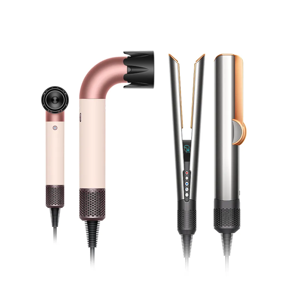 【dyson 戴森】HD17 精準造型 輕量吹風機(粉霧玫瑰) + HT01 二合一吹風直髮器(銀銅) (超值組)