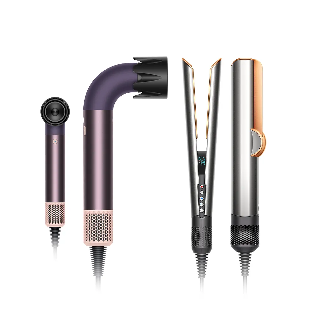 【dyson 戴森】HD17 精準造型 輕量吹風機(雲霧紫) + HT01 二合一吹風直髮器(銀銅) (超值組)