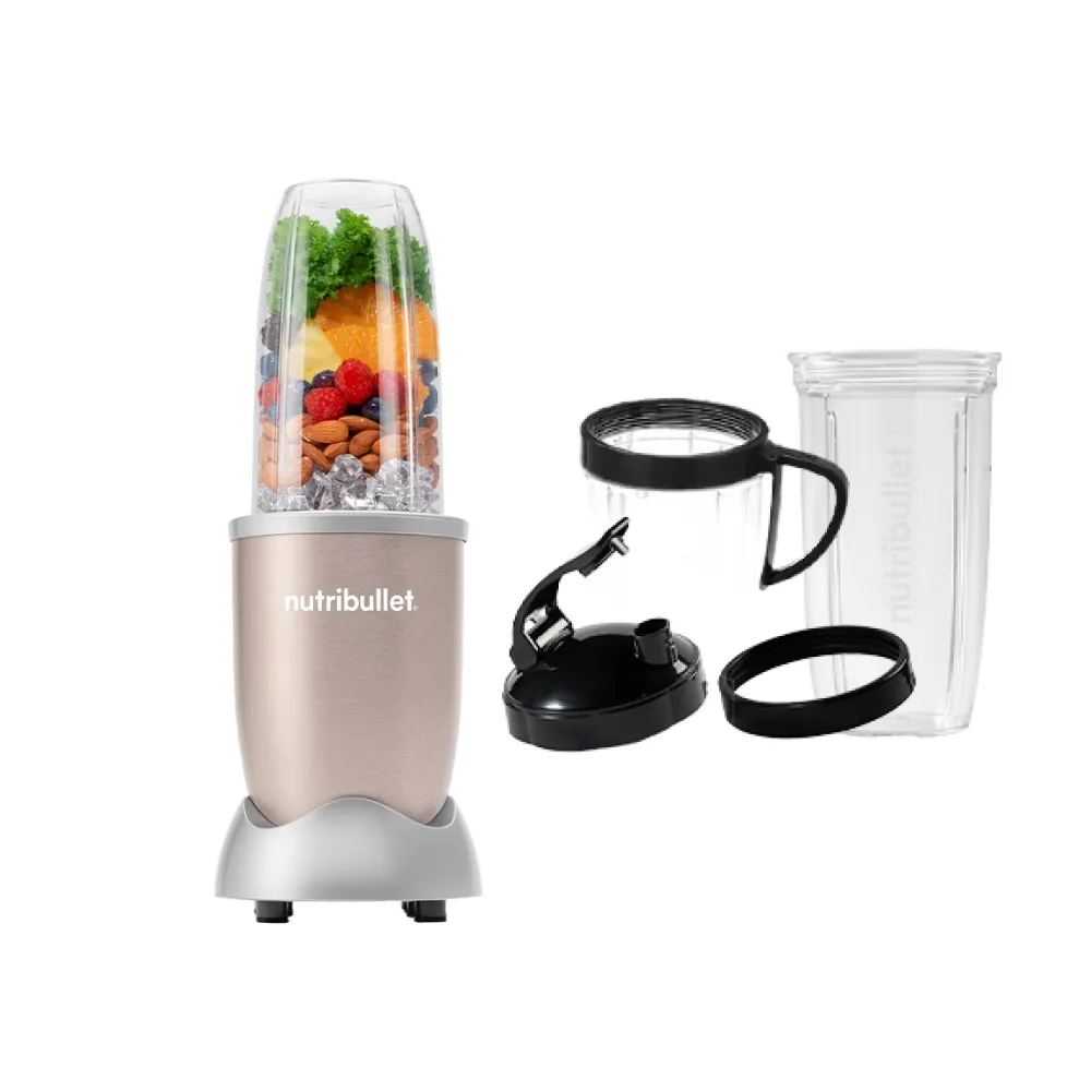 【nutribullet 紐粹樂】900瓦Pro強效營養瞬萃果汁機NB-201(香檳金/登記送DR.WU化妝水)