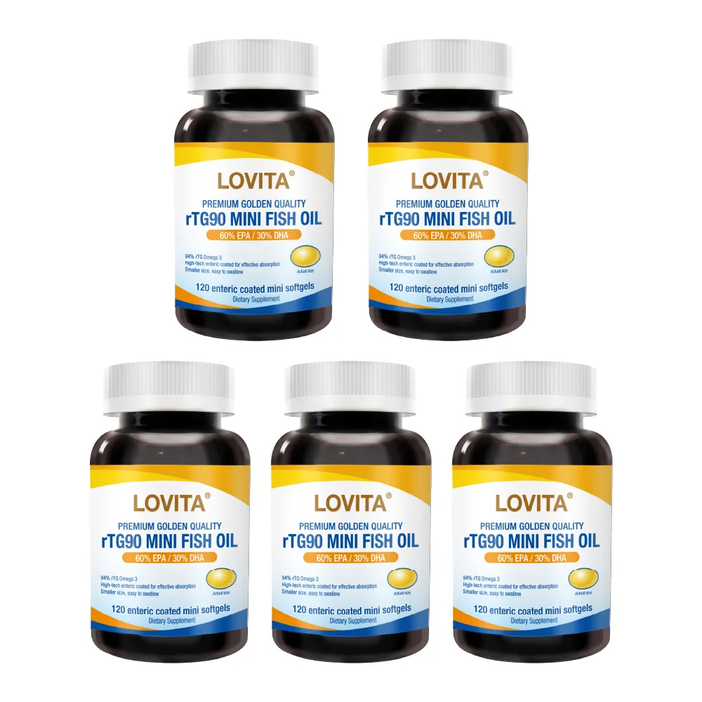 【LOVITA 愛維他】94%緩釋迷你魚油膠囊 5入組 600顆(美國原裝進口)