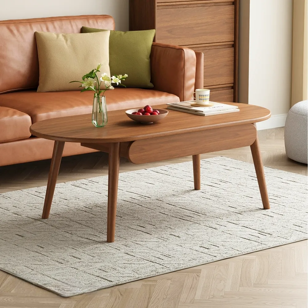 【靚白家居】實木奶油風茶几 100公分 抽屜款(咖啡桌 客廳桌 大茶几  成長書桌 日式和室桌)
