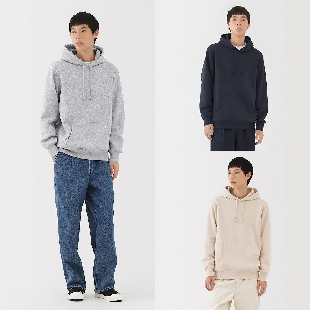 【MUJI 無印良品】男裏毛連帽上衣(灰色/墨灰/黑色/象牙白/深藍)