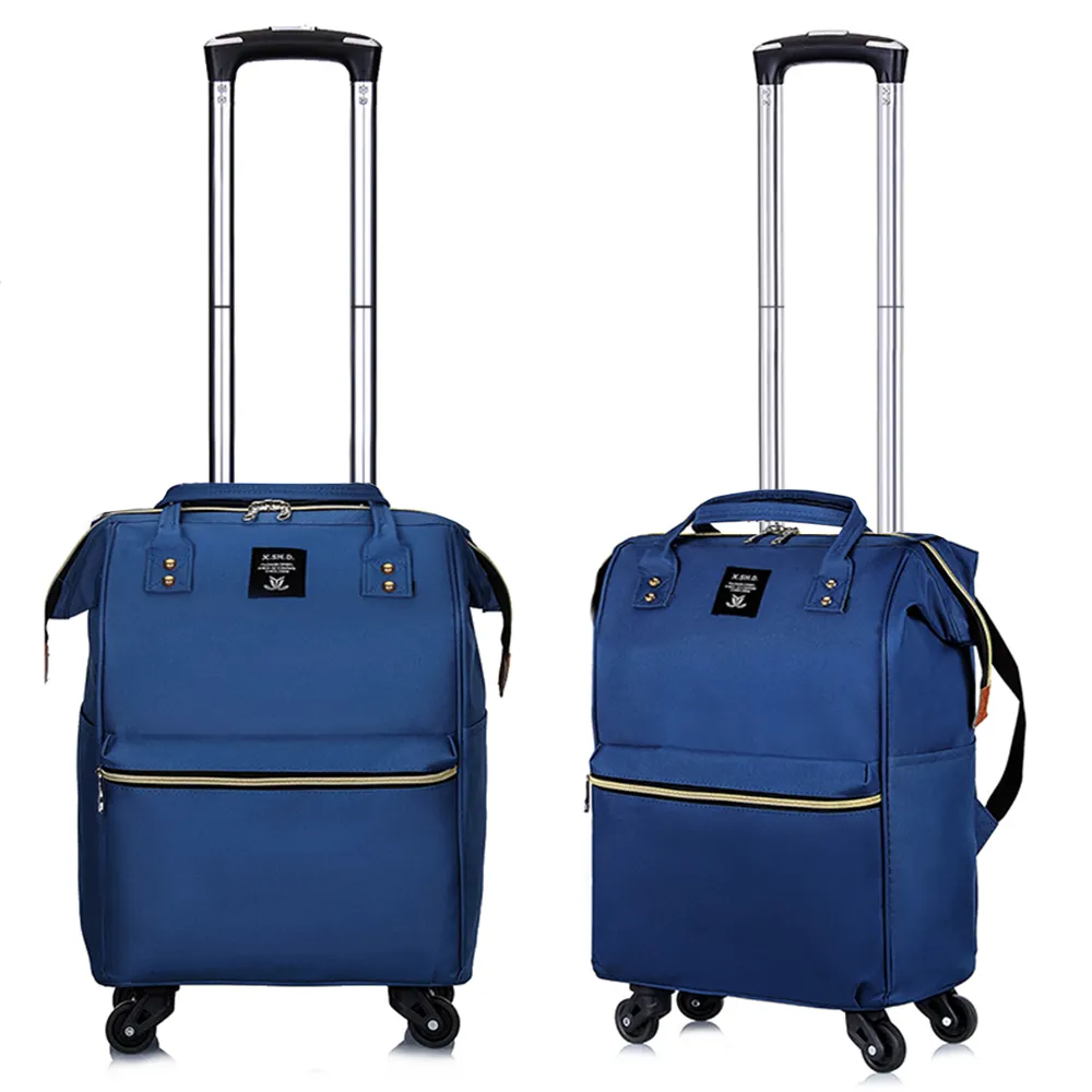 【GoTrip 微旅行】拉桿袋 登機袋 購物車 25吋學院風揹拉兩用前開式拉桿包  藏青色(悅生活)