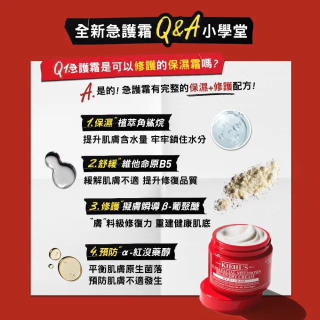 【Kiehl’s 契爾氏】官方直營 益肌重生修復凝霜 50ml雙入囤貨組(保濕/急護霜/醫美術後)