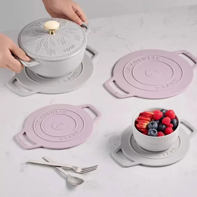 【STAUB】矽膠防滑隔熱墊鍋墊2件組-松露白/日暮粉2色任選(德國雙人牌集團官方直營)