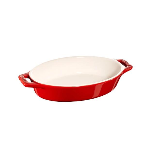 【STAUB】橢圓形陶瓷烤盤17x11cm-櫻桃紅/0.4L(德國雙人牌集團官方直營)