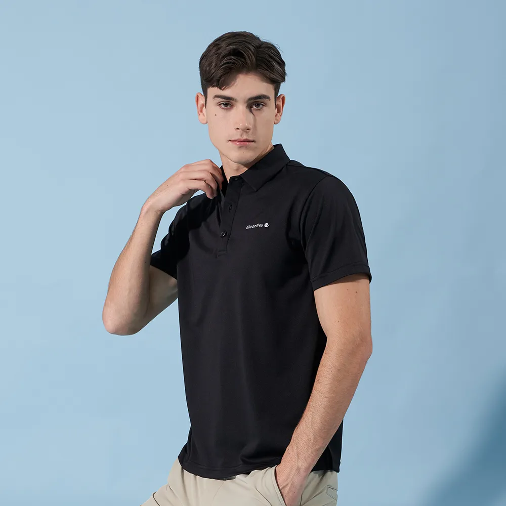 【ELLE ACTIVE】男款 法式經典短袖POLO衫-黑色(EA24M2M1101-99)