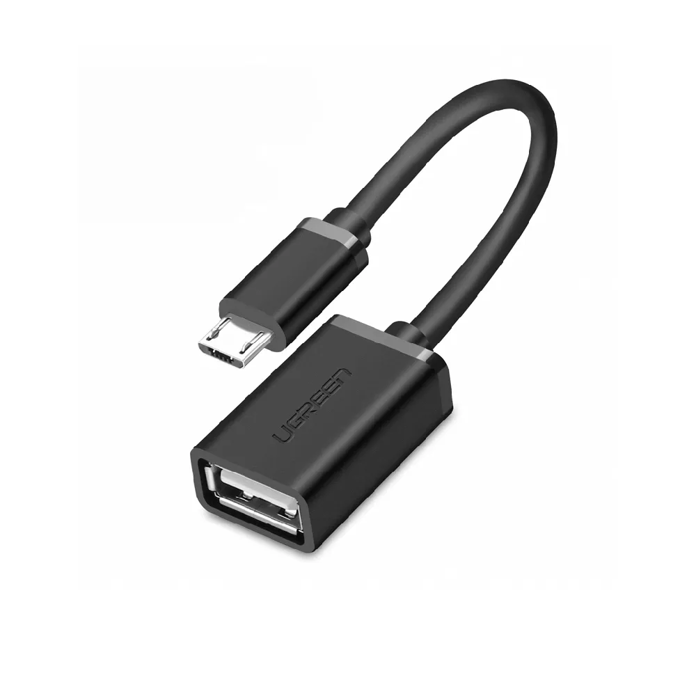 【綠聯】Micro USB公轉USB A母OTG鍍鎳成型款(圓線黑色 15公分)