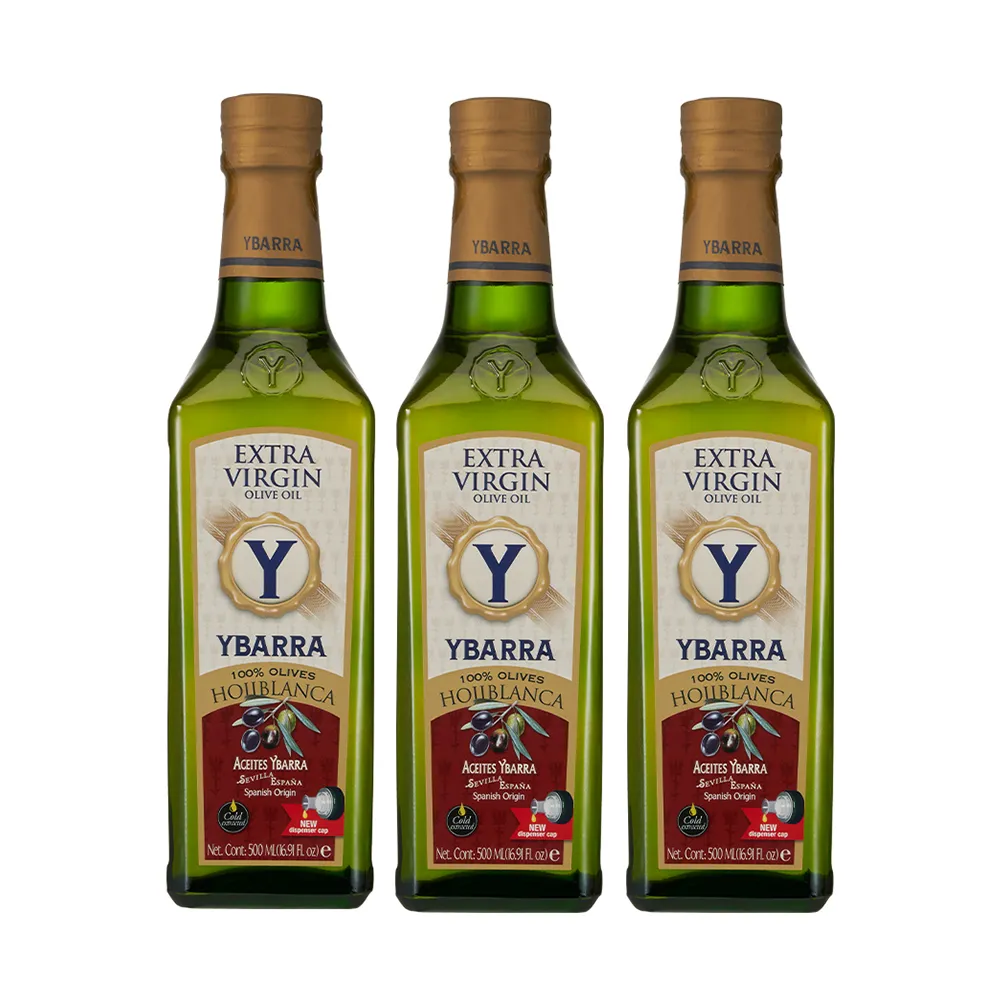 【YBARRA】益百萊  100%單一品種特級冷壓初榨橄欖油500mlx3(生飲旗艦款0.2％酸價/玻璃瓶裝/雙10限定