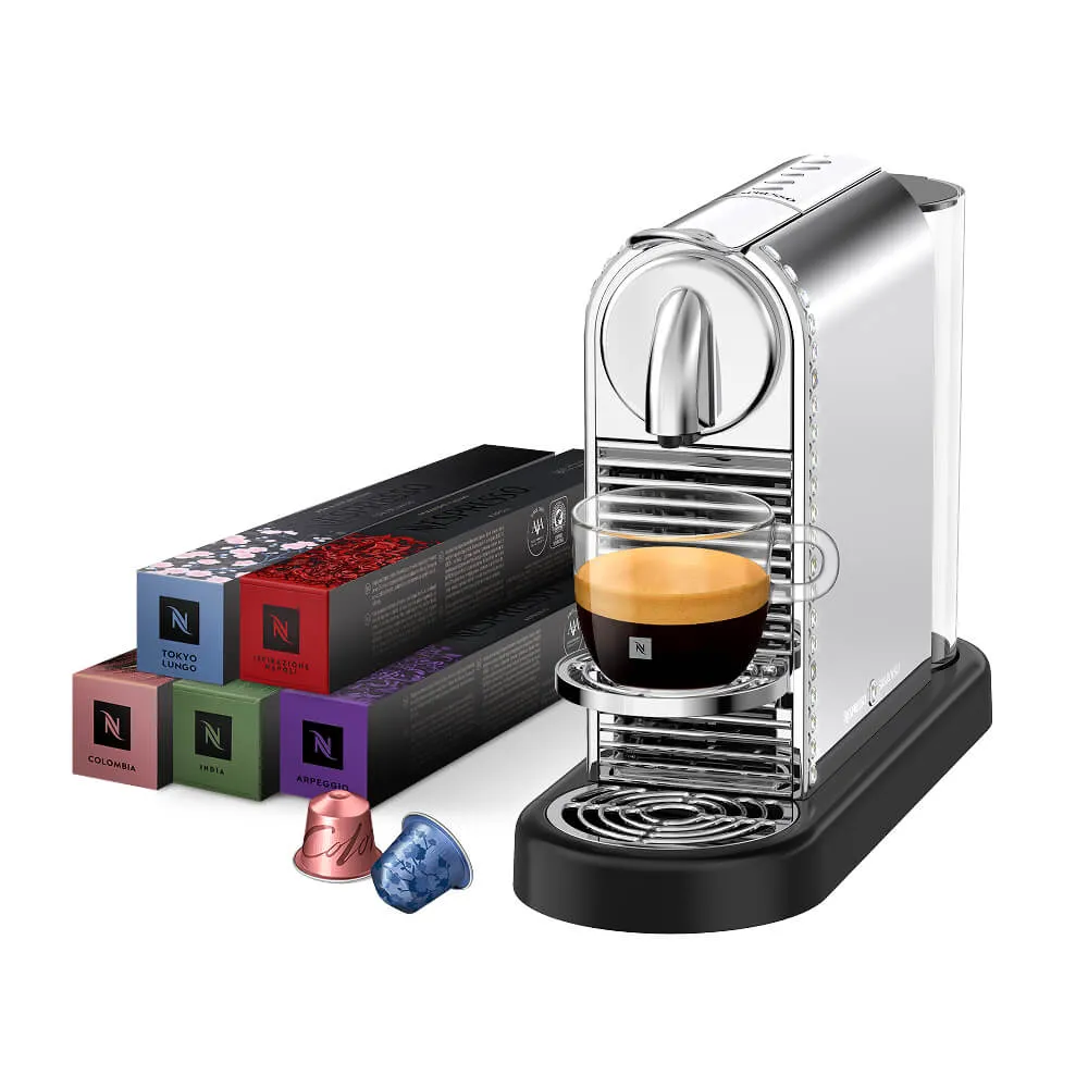 【Nespresso】施華洛世奇聯名款 CitiZ Platinum 膠囊咖啡機 飲水機 全自動咖啡機(訂製咖啡時光50顆組)