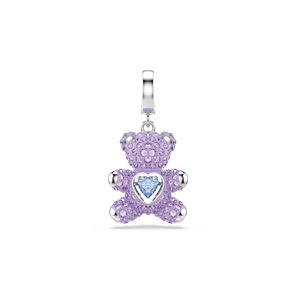 【SWAROVSKI 施華洛世奇】官方直營 Idyllia Charm 紫色泰迪熊 混合式切割 鍍白金色 | 5745610