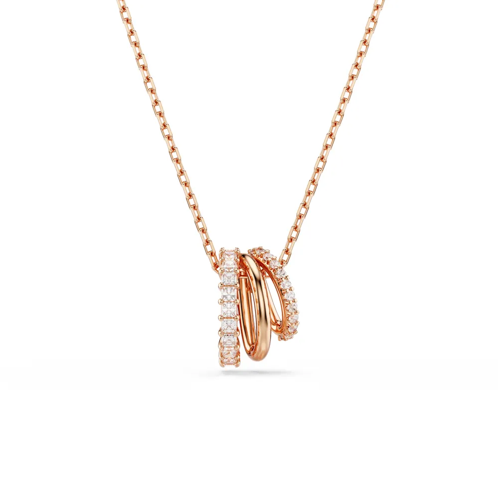 【SWAROVSKI 施華洛世奇】官方直營 Hyperbola 鏈墜 白色 鍍玫瑰金色 | 5701494