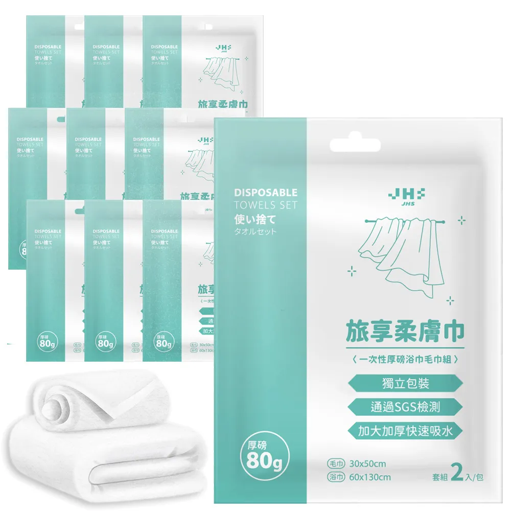 【SYU】SGS檢驗合格 旅享柔膚巾 浴巾毛巾組10+10大包裝(免洗浴巾 免洗毛巾 拋棄式毛巾 旅行毛巾)