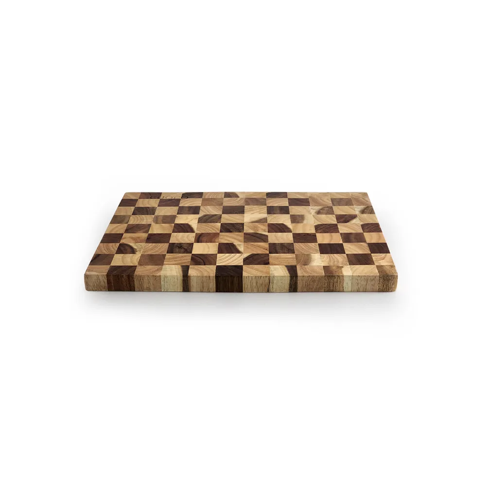 【CUOCO】純淨自然系列-頂級棋盤格原木砧板(37x26cm)